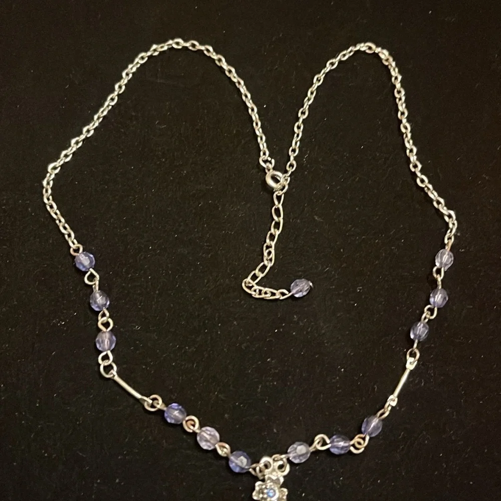 Blue and Silver Beaded Necklace